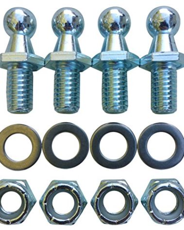(4 Pack) 10mm Ball Studs with Hardware - 5/16-18 Thread x 1/2" Long Shank - Gas Lift Support Strut Fitting