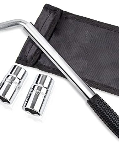 CARTMAN Telescoping Lug Wrench, Wheel Wrench with Standard CR-V Sockets 17/19, 21/22mm