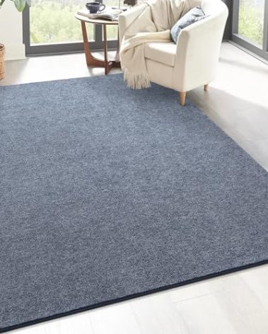 Keeko 5x8 Area Rugs for Living Room, Soft Modern Memory Foam Bedroom Rug Washable Indoor Rug Low Pile Minimalist Non-Slip Carpet Big Rugs for Kids Nursery Room Home Decor Blue and White