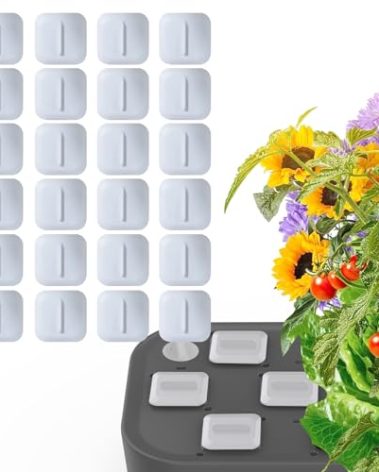 25 Pack Square Plant Spacer Kit for Hydroponic Growing System, Hydroponics Cover Lid Accessories for Indoor Garden Spacer Caps, Compatible with Idoo,QYO,LYKO and Most Square Grow Pods, White