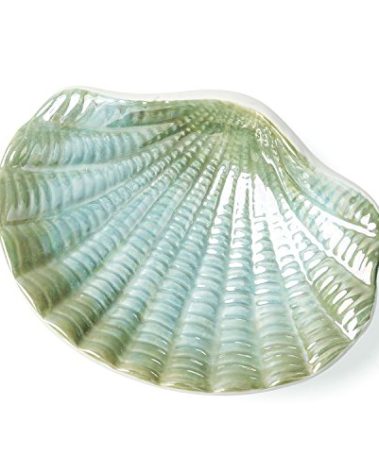 FORLONG Ceramic Ocean Seashell Soap Dish, for Bathroom,Tub and Kitchen Sink -Green