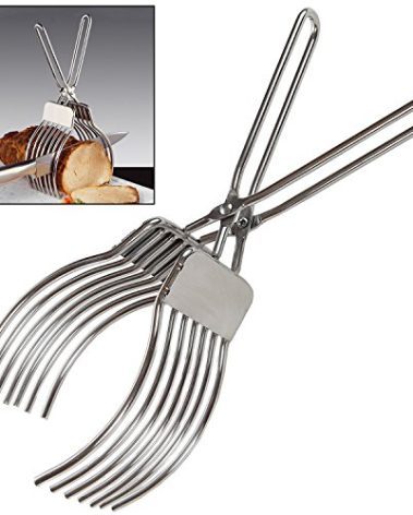 Stainless Steel Roast Beef Cutting Tongs Meat Bread Slicing Tong Onion Tomato Holder For Slicing Vegetable Fruits Cutting Kitchen Aid