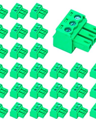 Tcenofoxy 20 PCS 3.81mm 3 Pin Phoenix Type Connector Green PCB Screw Terminal Block 3 Pole