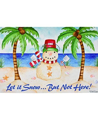 K KILIPES Christmas Decorative Door Mats Snowman Winter Door Mat Tropical Holiday Welcome Mats for Front Door Let It Snow Non Slip Rubber Winter Doormat 28.75x17.20 inch
