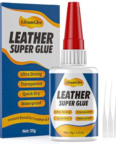 Leather Glue 1.23 oz - Clear, Waterproof Adhesive for Leather Repair on Shoes, Sofas, Furniture, Car Seats, Bags & More – Ultra Strong, Fast-Drying Glue for Purses & Upholstery