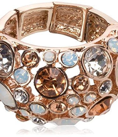 GUESS "Basic" Rose Gold Domed Multi-Stone Adjustable Ring, Size 7-9