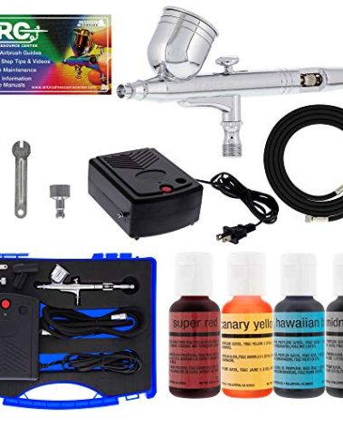 Master Airbrush Cake Airbrush Decorating Kit with Dual-Action Air brush, Mini Compressor, 4 Chefmaster Food Colors, Hose, Storage Case and How-To-Airbrush ARC Link Card