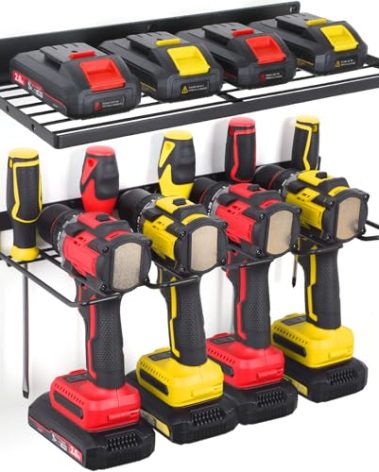 reliahom Power Tool Organizer Wall Mount, Cordless Drill Holder and Battery Shelf, Garage Tool Storage Heavy Duty Utility Rack for Tool Room, Workshop, Garage