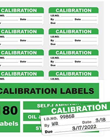 Self-Laminating Calibration Labels, Waterproof Write-On Adhesive Calibration Stickers for NIST & ISO-9000 Calibrations, Pack of 180