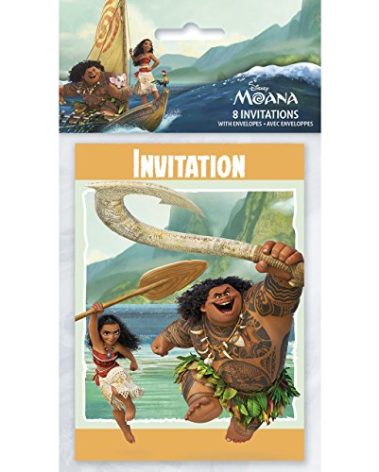 Disney Moana Tropical Adventure Invitations (8 Piece) - Vibrant Party Invites for Kids Party