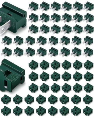 Flutesan 100 Pieces Vampire Plugs Female and Male Slip Plug Electrical Lighting Adapter Green Zip Inline Adapter for Xmas Holiday Party (SPT-1)