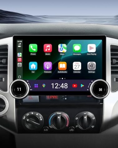 11.5 inch Car Stereo Dash Kit Replacement for Toyota Tacoma Radio Upgrade 2005-2015,QLED Touch Screen Head Unit w/Wired Wireless CarPlay Andriod Auto GPS Navigation 5GWiFi FM/AM Double Knob (6G+128G)