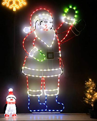 Snokip 5Ft 273 LED Santa Claus Light with Controller, Colorful Neon Light for Outdoor Indoor Home Garden Christmas Festival Party Decoration