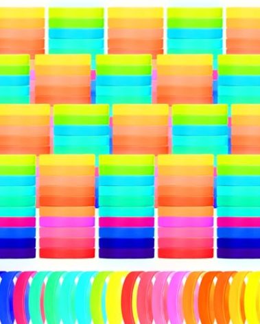 Liliful Glow in the Dark Bracelets Rubber Wristbands Luminous Silicone Neon Bracelet for Concert Sport Carnival Wedding Party Night Favors (200 Pcs)