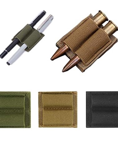 3 Packs 2-Round Ammo Cards 11mm-15mm Shotgun Shells Holder Ammunition Battery Pen Light Stick Tool Carrier Holder Pouch 800D Nylon