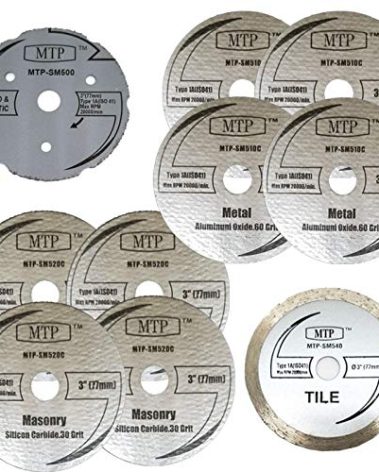 MTP Brand Pack of 10 Assort 3" Wood Plastic Metal Masonry Cutting Wheel Compatible to use for SM510C sm520 sm500 sm540 Saw Max 2522 3" Cut-Off - 7/16" Arbor 3" x 7/16