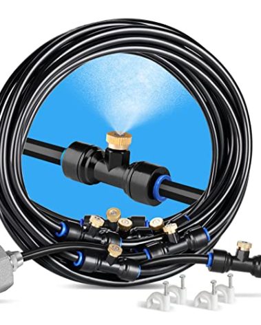 homenote Misting Cooling System, 26FT (8M) Misting Line + 7 Brass Mist Nozzles + Brass Adapter(3/4") Outdoor Mister for Patio Backyard Garden Greenhouse