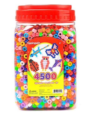 2.5 lb Wholesale Large Pony Beads (6x9 mm) Bucket, Easy Storage Beads Bulk, Over 4500 Pony Bead for Jewelry Making, Crafts