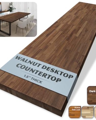 Howizz Walnut Butcher Block Countertop 60 x 30 x 1.5 Inches - Solid Wood Table Top for Desk Top, Dining Table, Workbench Top