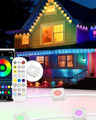 HConce Permanent Outdoor Lights Pro, 150ft RGB-IC LED Eaves Lights, IP67 Waterproof with Smart App&Remote Control,for Christmas,Party, Daily, Halloween and All Holiday Decor