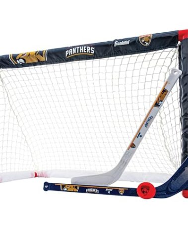 Franklin Sports NHL Florida Panthers Mini Hockey Set - Kids Indoor Knee Hockey Goal, Ball, 2 Mini Hockey Stick Combo Set - Youth NHL Team Indoor Toy Knee Hockey Sets - NHL Official - Ages 3+, 28" x
