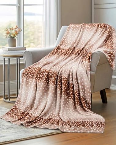 MACEVIA Flannel Fleece Animal Print Throw Blanket for Couch, Cabin Decor Deer Blanket, Hide Cabin Throw Blanket, Super Soft Fluffy Thick Warm Throws Home Decor for Bed Sofa(Deer, 50x60 Inches)