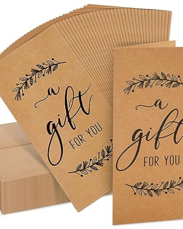 Money Cards for Cash Gift Envelopes 36-Pack - Kraft Paper 3.5 x 7.25 In - Perforated Slots & Secure Card Holder - Birthday Money Cards & Thank You Gift Envelopes for Cash