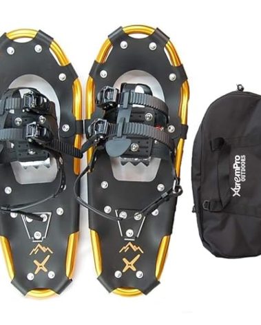 Xtrempro Snowshoes Snow Terrain Lightweight Ergonomic Design Lightweight Aluminum Alloy with 13 Point Crampons 120/160/210/300 lbs. Capacity- 21"/25"/30”/36" (Gold, 21)