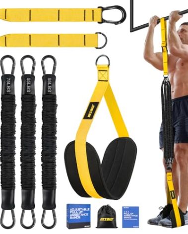 Pull Up Assistance Bands 260lbs, Heavy Pull Up Bands Resistance Bands for Pull Ups Working Out with Feet Rest, Pull Up Bar Bands Assistance Bands Strength Training Workout Equipment, Height Adjustable