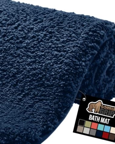 GORILLA GRIP Bathroom Rugs, 42x24, Ultra Soft Absorbent Mat, Thick Plush Bath Rug, Machine Washable, Microfiber Quick Dry, Mats for Shower, Bathtub and Floor, Home Decor Accessories, Navy Blue