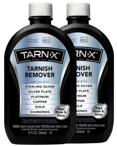 Tarn-X Metal and Silver Tarnish Remover, For Use on Sterling Silver, Silver Plate, Platinum, Copper, Gold, Diamonds - 12 Ounce Bottle (Pack of 2)