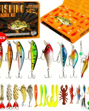 2025 Fishing Advent Calendar 24 Days Christmas Countdown - 24pcs Lures Surprise for Anglers, for Men Teens Fisherman Fishing Enthusiasts