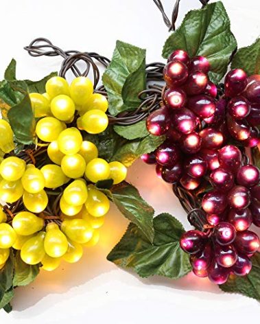 LIDORE Grape Vine String Lights, 100 LED Grape Lights, Fruit String Lights for Kitchen, Wine Cabinet, Home Decoration, 10 Cluster Purple and Green Grapes Christmas Lights