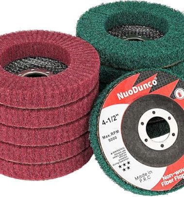 NuoDunco 10Pcs 180 & 320 Grit Scour Flap Disc 4 1/2 Inch Angle Grinder Attachment for Metal Wood Scuff Grinding Sanding Discs Scouring Pad Polishing Wheel Paint Rust Remover