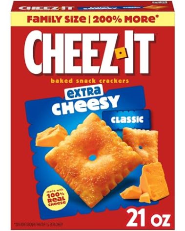 Cheez-It Cheese Crackers, Baked Snack Crackers, Lunch Snacks, Family Size, Extra Cheesy, 21oz Box (1 Box)