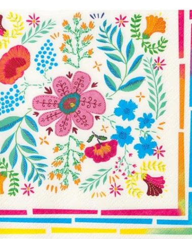 Talking Tables 50 x Boho Colorful Floral Paper Napkins | Soft Disposable Serviettes for Summer Dining, BBQ, Picnic, Kids Birthday Tea Party Encanto Party, Festival, Decoupage