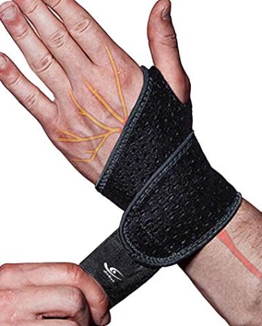 HiRui 2 Pack Wrist Compression Strap and Wrist Brace Sport Wrist Support for Fitness, Weightlifting, Tendonitis, Carpal Tunnel Arthritis, Pain Relief-Wear Anywhere-Adjustable (Black)