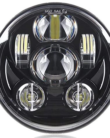 SUNPIE 5-3/4 5.75 inch Black Aluminum Metal Head light Compatible with Sportster, Compatible with H_arley Motorcycles XL883/XL1200 Glide Deuce Street 500/Street 750