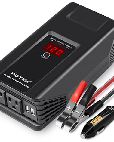 POTEK 750W Power Inverter 12V DC to 110V AC Car Adapter with Two USB and AC Charging Ports for Laptop,Tablet, Smartphone,Camera and More
