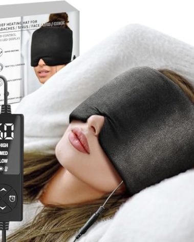 sticro Extra Large Moist Heat Sinus Relief Mask, Reusable Warm Compress Heated Eye Mask Face Heating pad Eye Pillow for Sinus Pressure Relief, Dry Eyes, Migraine, Tension, Stress, Headache(Large)