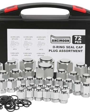 ANCIMOON 72PCS ORFS Flat Face Seal Cap and Plug Kit, Hydraulic Flat Face Fittings For Hose, 36PCS O-Ring Replacement