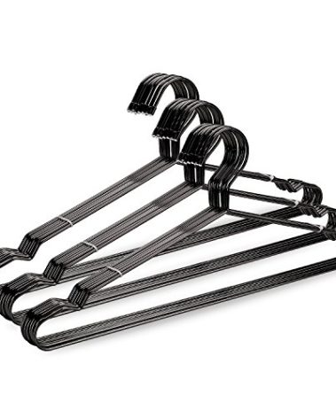 17.7" Strong Metal Wire Clothes Hangers, Coat Hanger Rack, Standard Suit Hangers, Metal Shirt Dress Hanger, 30 Pack, Black