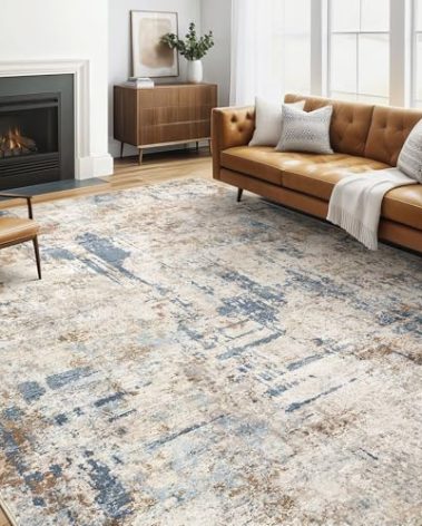 6x9 Area Rugs Washable Rug: Large Abstract Modern Soft Stain Resistant Indoor Floor Non Slip Accent Carpet for Living Room Bedroom Nursery Playroom Dining Room Office Dorm Home House Decor- Tan