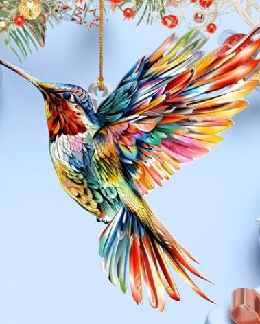 Hummingbird Ornament – Hummingbird Ornaments for Christmas Tree – Unique Gift for Women, Bird Lovers, Gardeners, Bird Figurine Holiday Decor