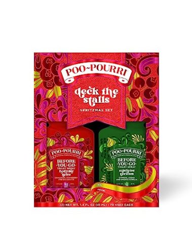 Poo-Pourri Deck the Stalls Gift Set, Hollyday Spice 1.4 Fl Oz, and Mistletoe Spritzes 1.4 Fl Oz