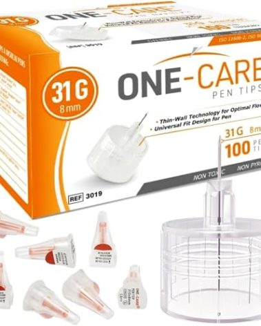 ONE-CARE Pen Tips 31G x 8mm, Box of 100, Gentle, Universal Fit with Pen Devices, Extra-Thin Wall Technology for optimal flow