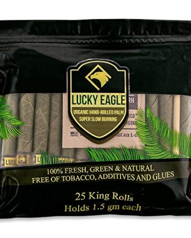Lucky Eagle Pre Rolled Cones - Hand Rolled Palm Leaf Rolls With Corn Husk Filter - Natural, Organic Pre-Wrapped King Size Cones, 25 Rolls (King)