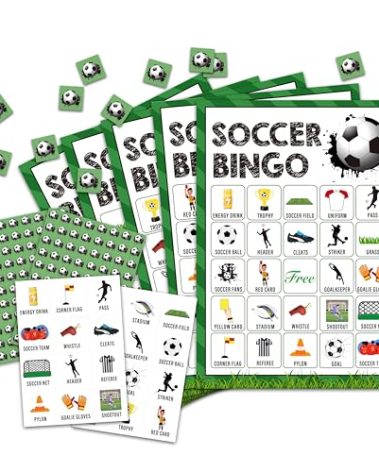OZTEMETY Soccer Bingo Card Game, Soccer Bingo Game for Adults, Sports Party Supplies, Favors, Soccer Party Decorations, Gift – 24 Players Bingo Game, C05