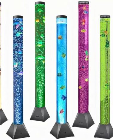 CALOVER Large 4FT Sensory Fish Bubble Tube Aquarium Night Light Tower Lamp Calming Relax for Autistic ADHD Children Alleviating Stress and Anxiety in Adults