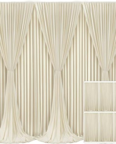 6 Panels Beige Backdrop Curtain for Wedding Parties Wrinkle Free Beige Photo Curtains Backdrop Drapes Fabric Decoration for Baby Shower Photoshoot 30ft(W) x 10ft(H)